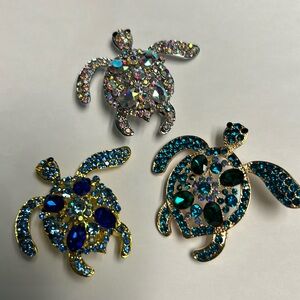 Rhinestone Turtle Brooch - CHOOSE ONE - New